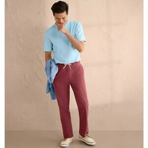 Lands End Men's Relaxed Fit Deck Cotton Pant Joggers in Burnt Clay Preppy Sz XXL